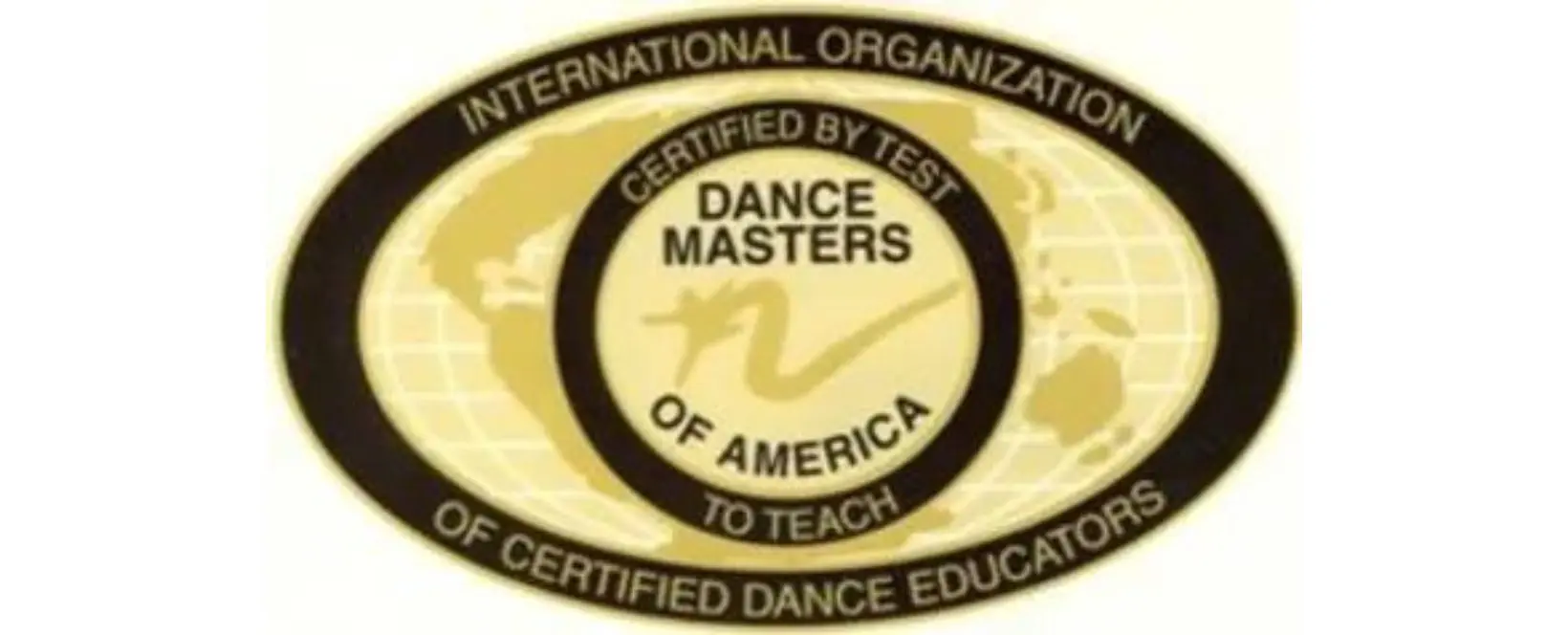 A dance master certification seal is shown.